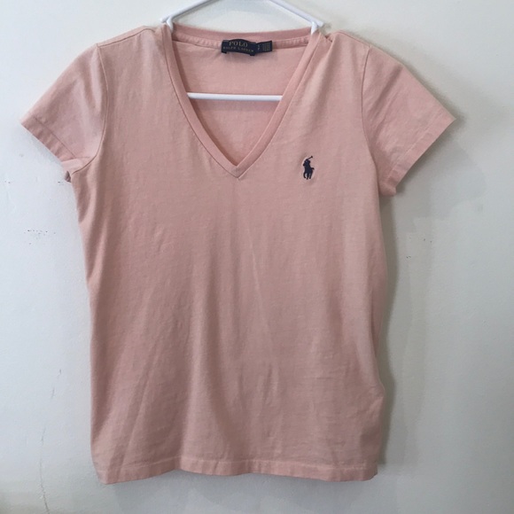 Coral pink Polo Ralph Lauran tshirt with blue logo - Picture 1 of 4